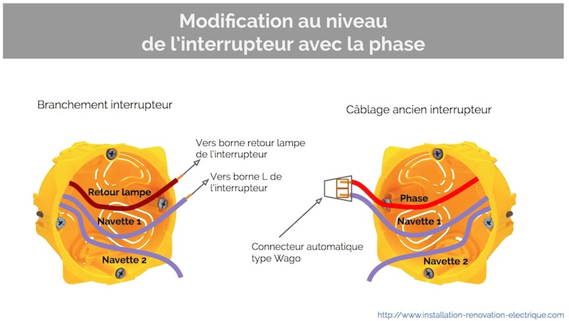 Modification pour un va et vient en simple allumage