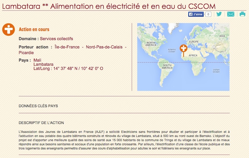 ESF électriciens sans Frontières exemple d'action électriciens sans frontières