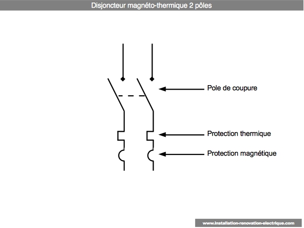 Disjoncteur bipolaire différent du disjoncteur unipolaire Disjoncteur magnéto thermique bipolaire 2P