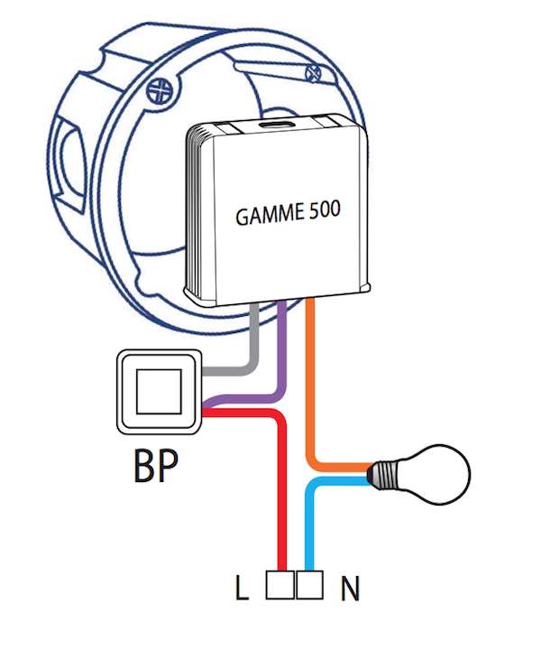 cablage télérupteur encastré Yokis Yokis MTR500E branchement électrique