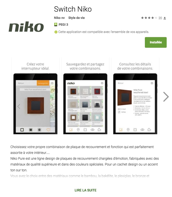 Application Niko Switch sur Google Play Niko switch pour tester l'appareillage électrique