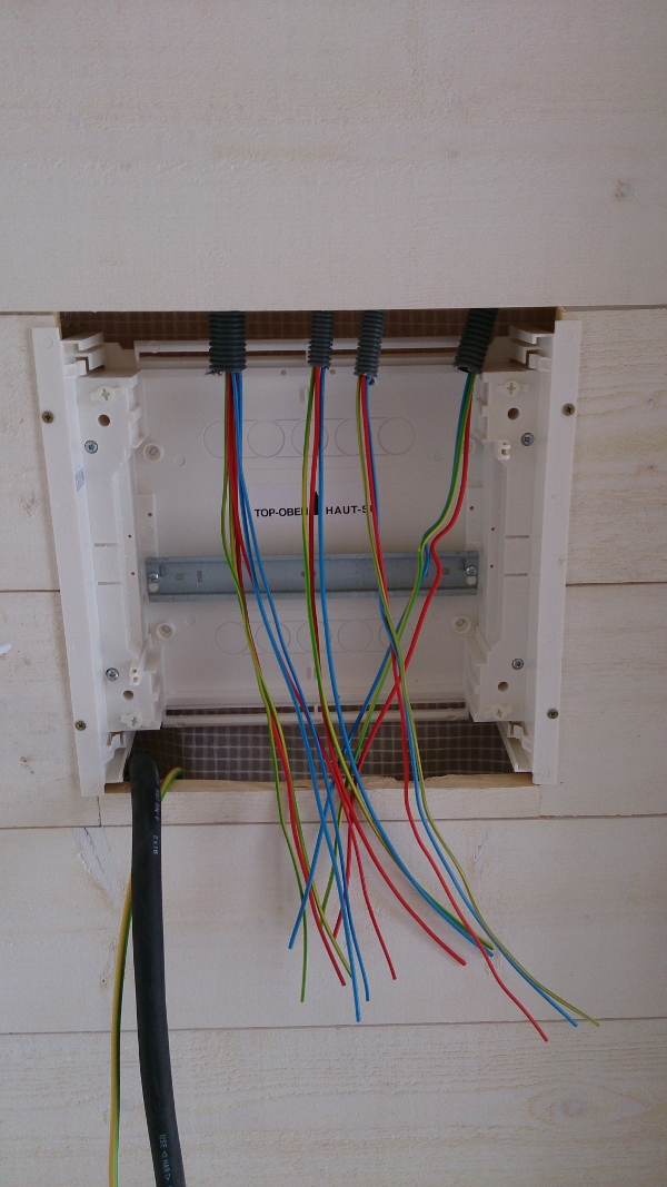 tableau électrique secondaire et passage des gaines ICTA et de l'alimentation