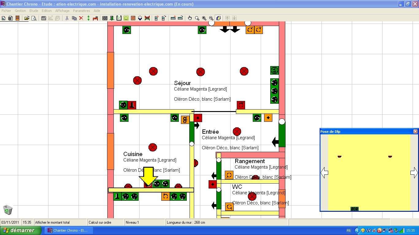 logiciel électricité chrono chantier - plan électrique appartement mur