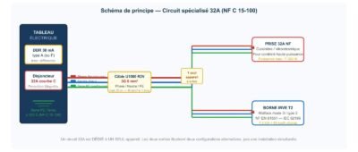 Le schéma électrique des circuits spécialisés: la prise 32A