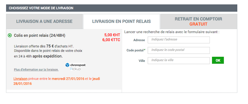 Livraison en point relais Outiz choix livraison point relais outiz avis commande