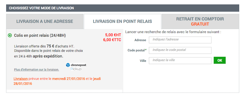 choix livraison point relais outiz avis commande