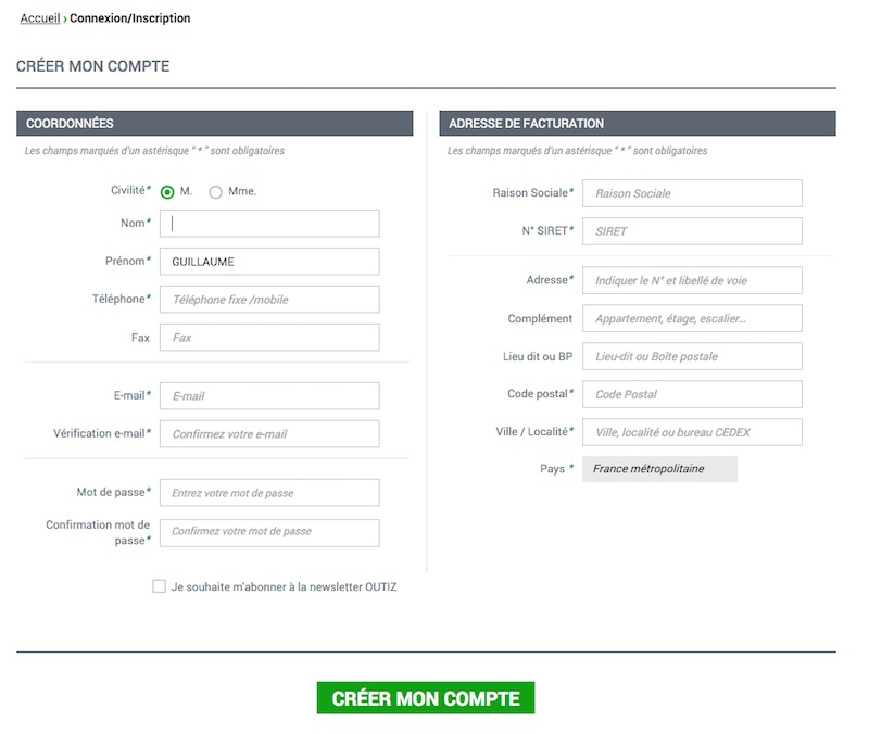 commande site internet Outiz creation compte avis commande en ligne outiz