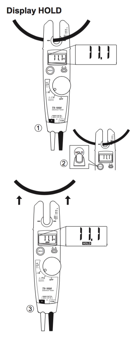 testeur Fluke T5 1000 notice fonction Hold du multimètre