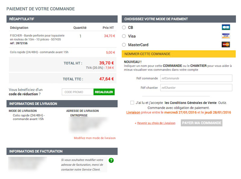 paiement commande outiz avis cosnommateur