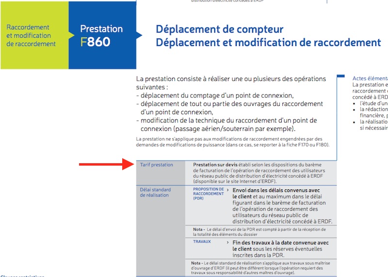 cout tarif deplacer compteur edf