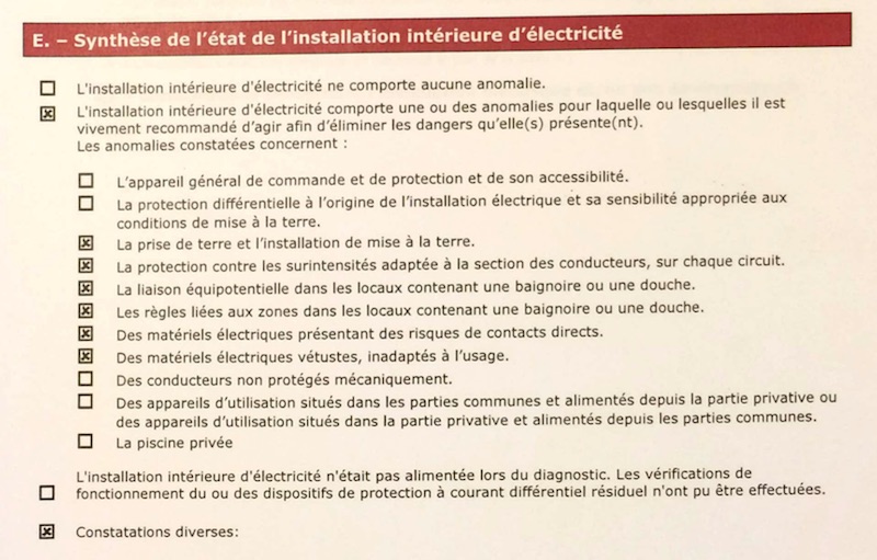 diagnostic électricité achat maison