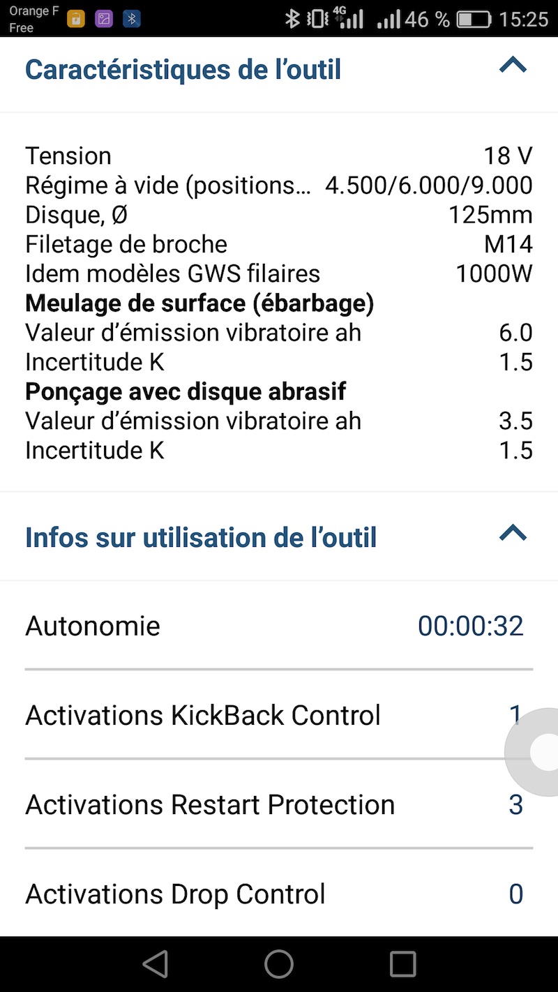 application bluetooth Bosch pour meuleuse angulaire PSC 125 18V test Meuleuse Angulaire Bosch connectée