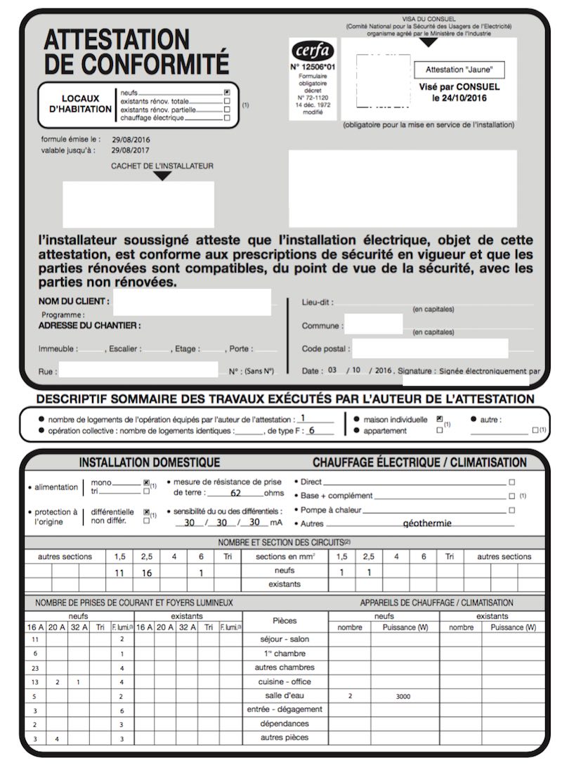 Consuel attestation exemple