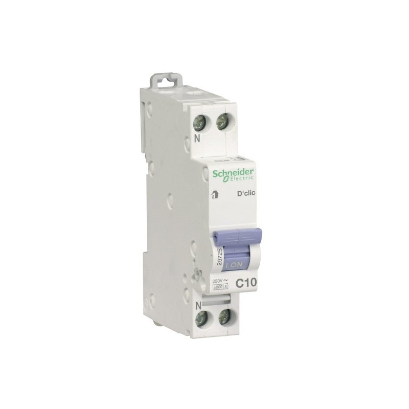 Disjoncteur 10A pour circuit d'éclairage et fil 2,5mm2 Disjoncteur 10A marque Schneider Electric