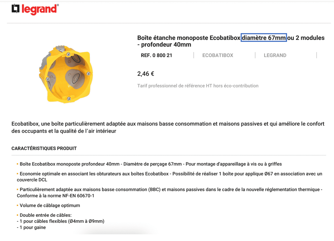 boite encastrement legrand