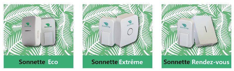 Sonnette sans fil sans pile : Carillon sans fil Ecodring