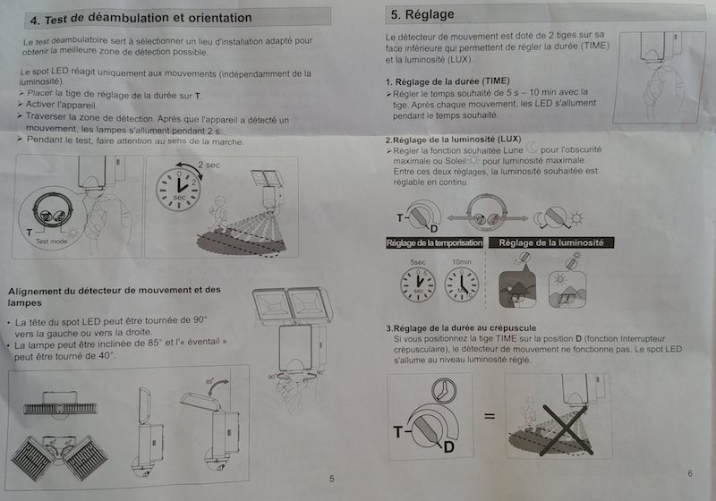 information pour réglage d'un projecteur LEd avec détecteur IR