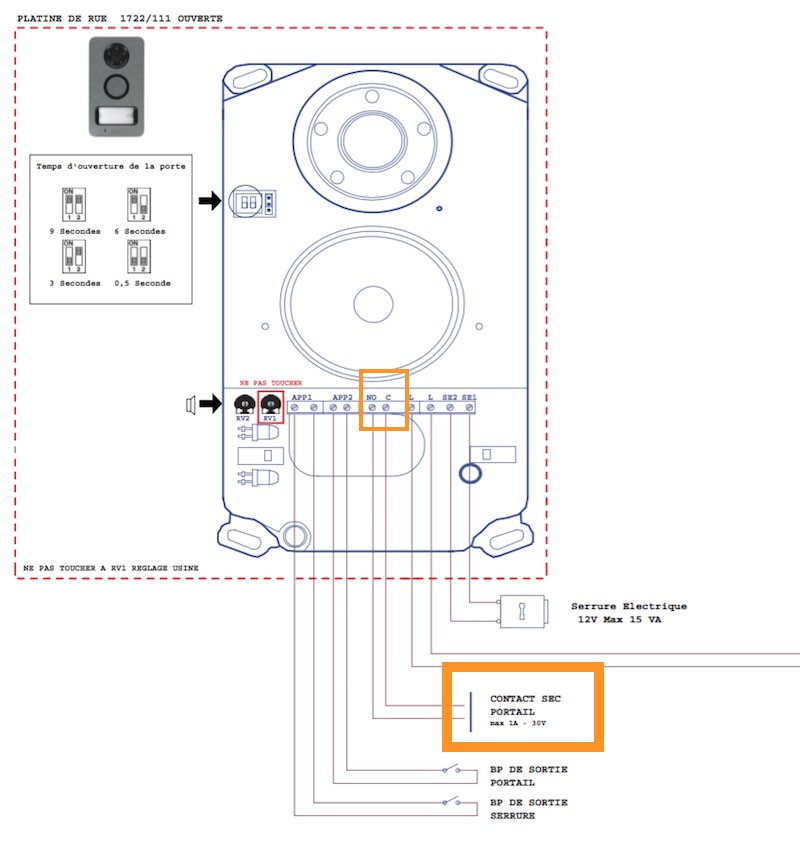 contact sec sur un visiophone