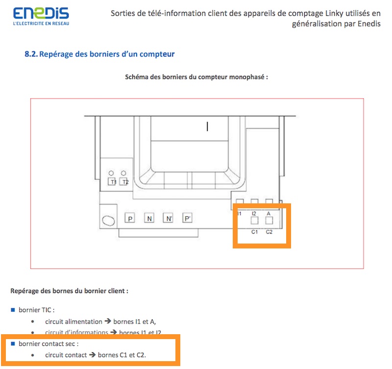 fonctionnement contact sec sur compteur linky