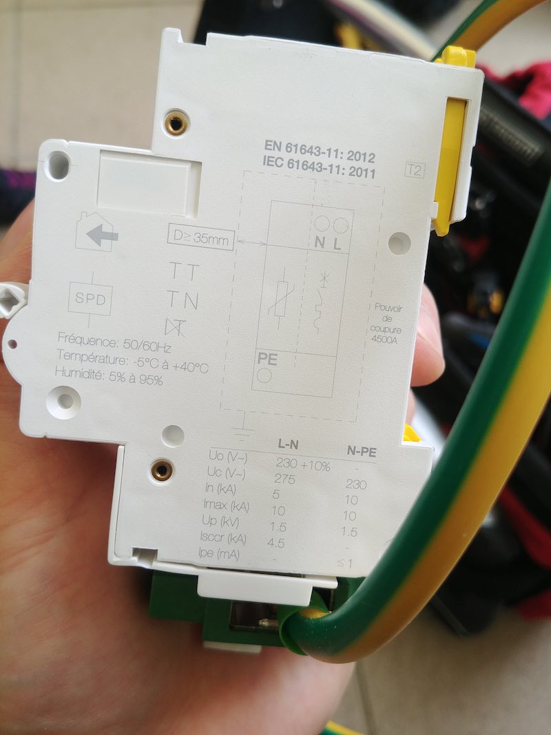 système parafoudre pour tableau électrique modulaire