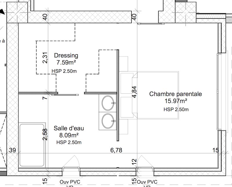 exemple de plan électrique et d'une salle de bain ouverte