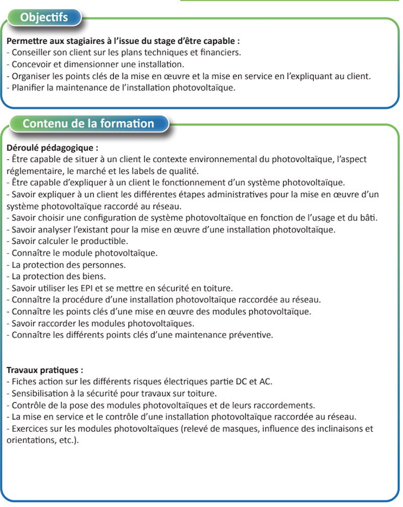 QualiPV Elec, avis sur la formation pour pouvoir raccorder des panneaux photovoltaïques