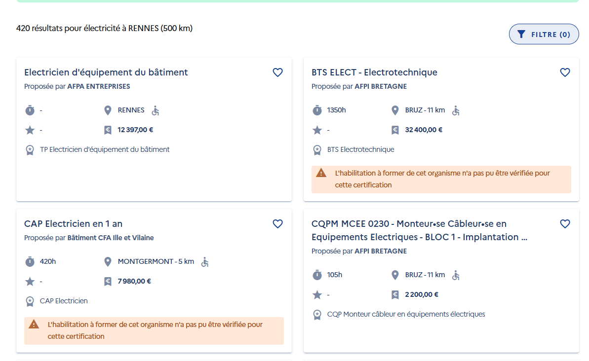 Formation électricité Rennes CPF - Résultats de recherche plateforme CP