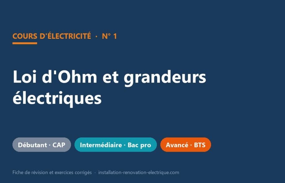 Loi d&rsquo;Ohm et grandeurs électriques : cours, fiche de révision et exercices corrigés