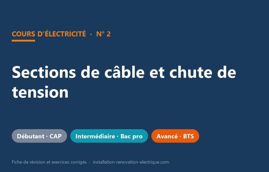 Sections de câble et chute de tension : cours, méthode et exercices corrigés