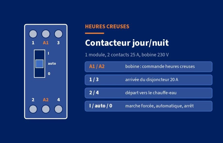 Contacteur jour/nuit Hager ETC225 : branchement et schéma