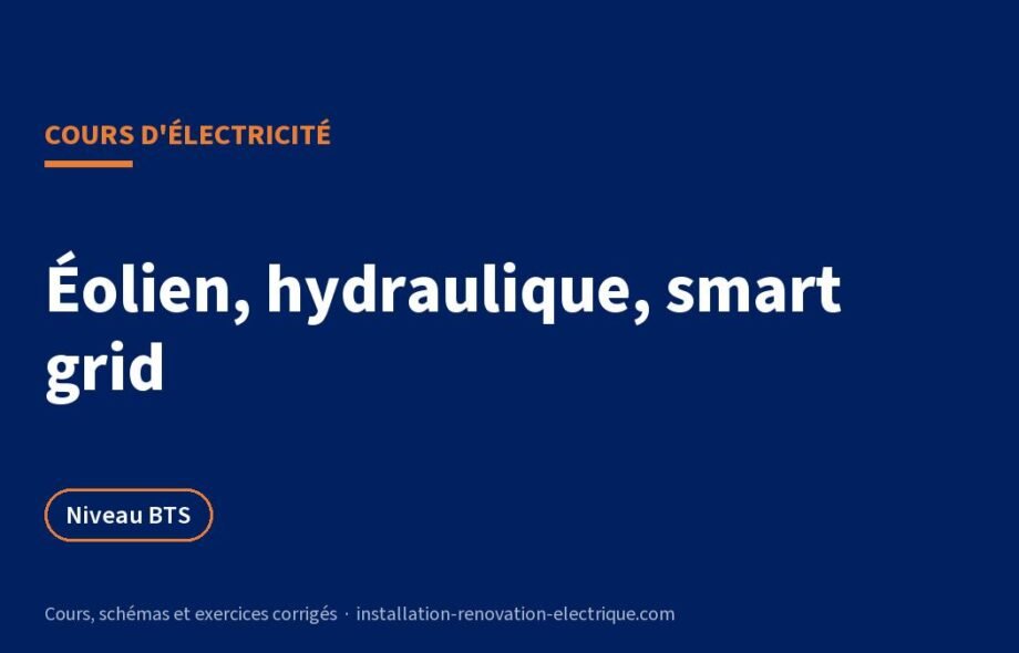 Éolien, hydraulique et réseaux intelligents : cours BTS et exercices